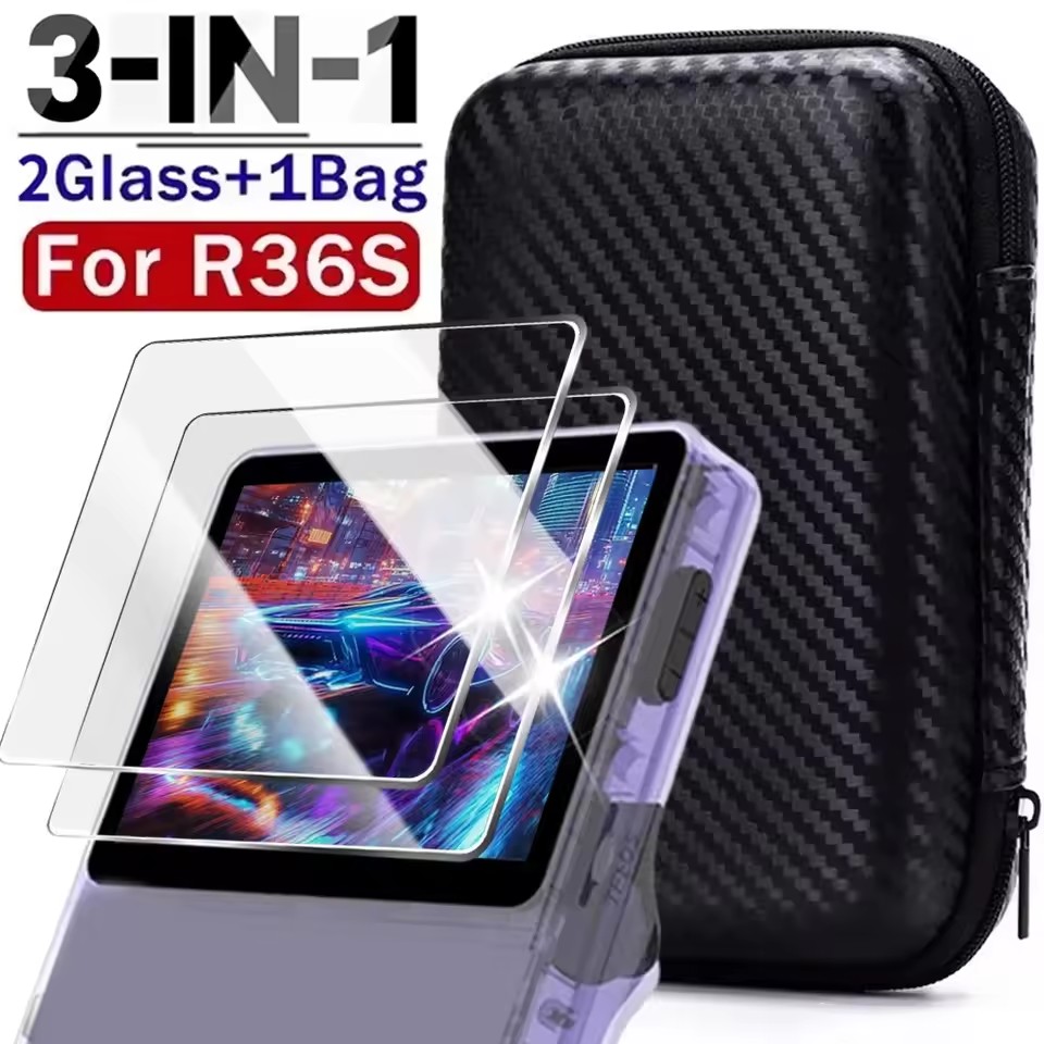 Screen Protector Tempered Glass Console - 3 IN 1 Carrying Storage Case
