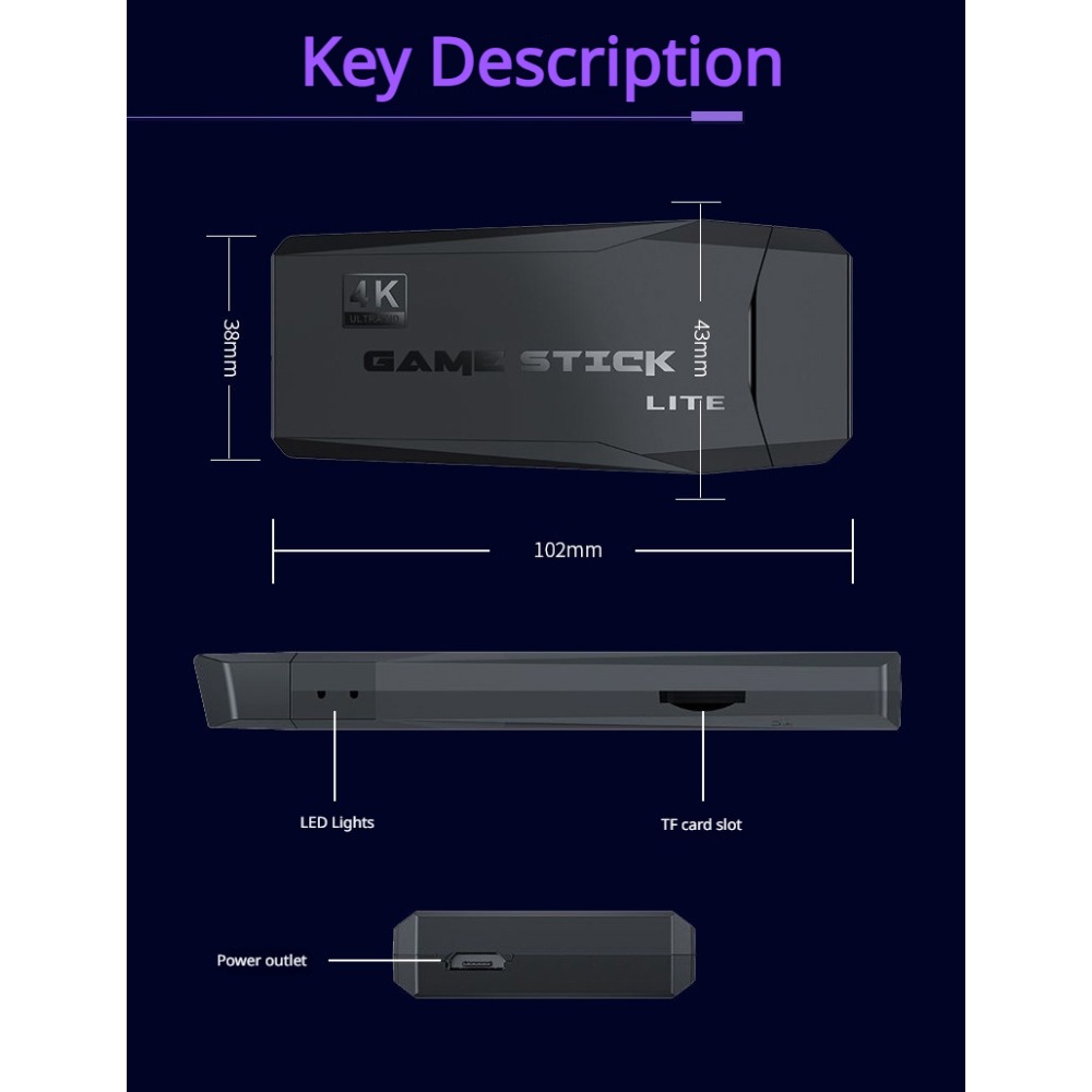 Portable 4K Retro Game Stick C - đánh giá và giá Retro Game Console Hdmi Tv Output